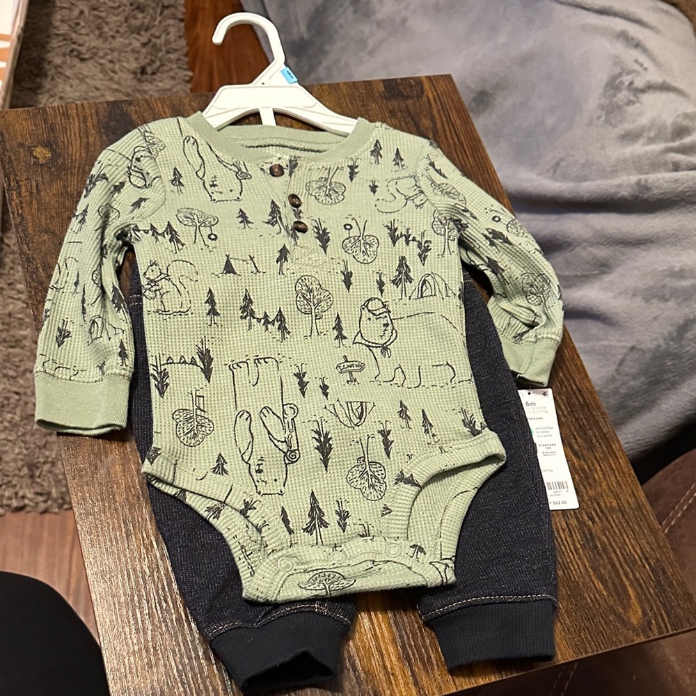 Carter's Green and Black Baby Outfit